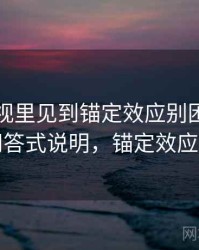 可可影视里见到锚定效应别困惑：常见问答式说明，锚定效应内涵