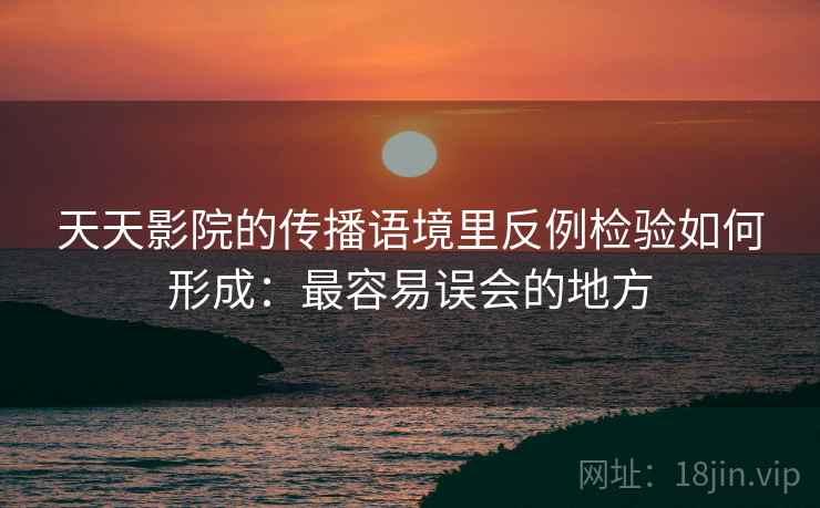 天天影院的传播语境里反例检验如何形成：最容易误会的地方